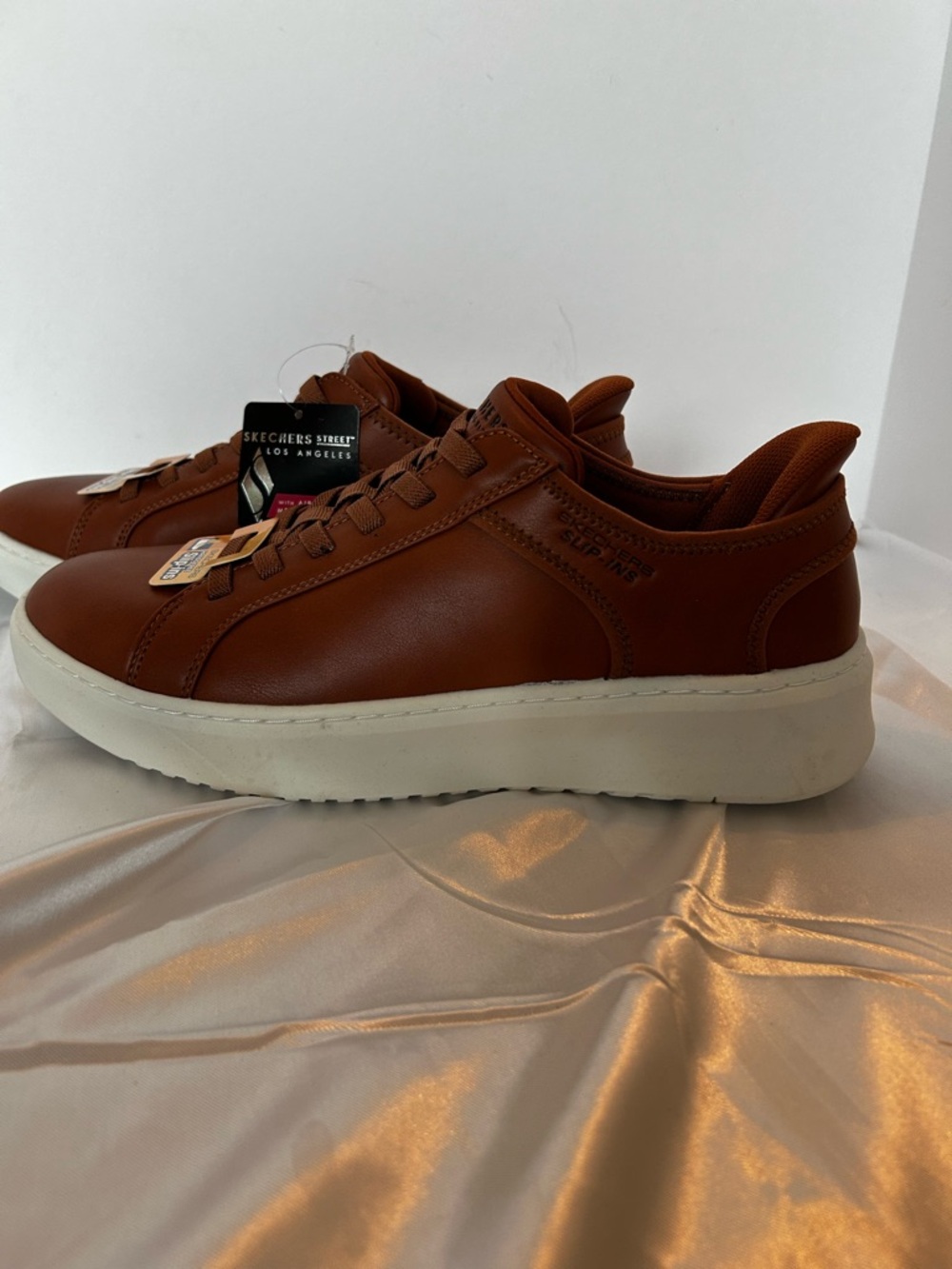 Skechers Slip-ins Court Break Double Vent Brown Cognac Men Size 10 183177 NIB - Picture 2 of 8